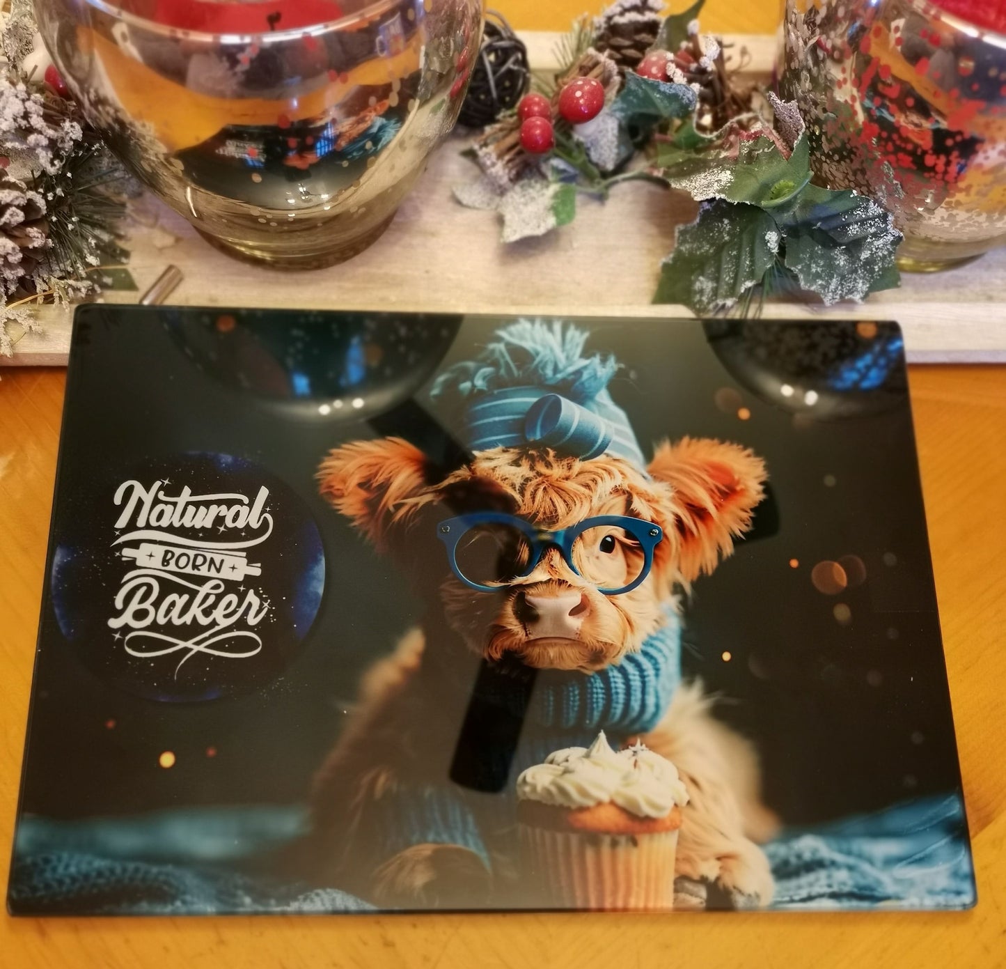 12"x15" Highlighted Cow Glass Cutting Boards