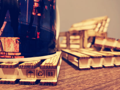 Set of 6 Wooden Pallet Coasters with Storage Box