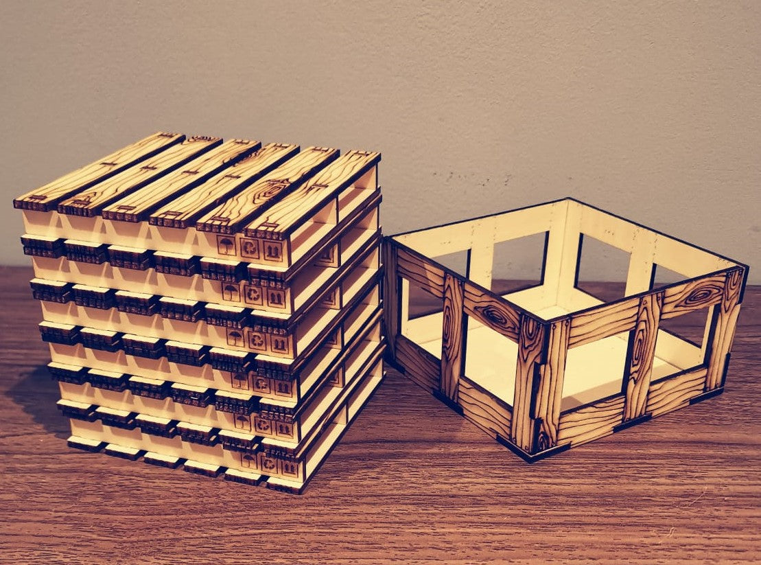Set of 6 Wooden Pallet Coasters with Storage Box