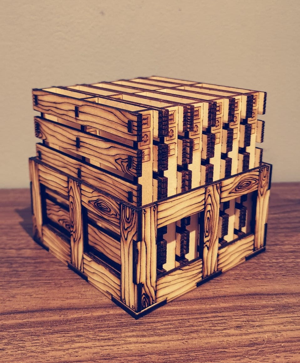 Set of 6 Wooden Pallet Coasters with Storage Box