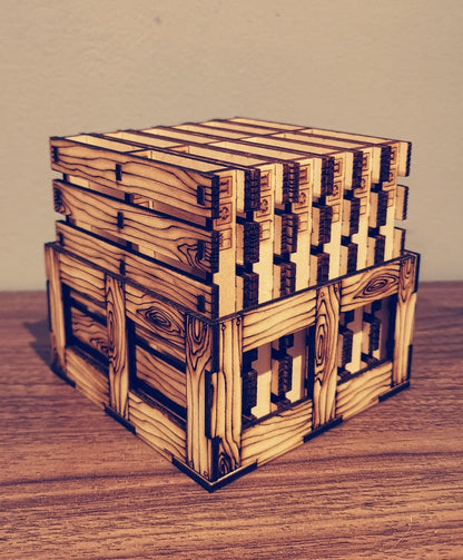 Set of 6 Wooden Pallet Coasters with Storage Box